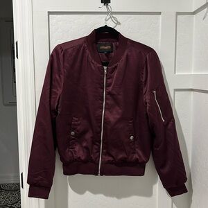 Maroon Ambiance outerwear zip-up bomber jacket small